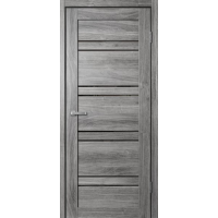 Дверь межкомнатная ламинированная Сибирь Профиль Lite doors L11 Дуб стоунвуд, стекло черное
